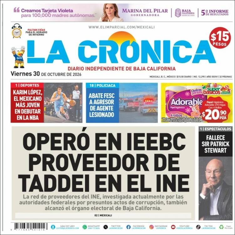 Portada de La Crónica de Baja California (M&eacute;xico)