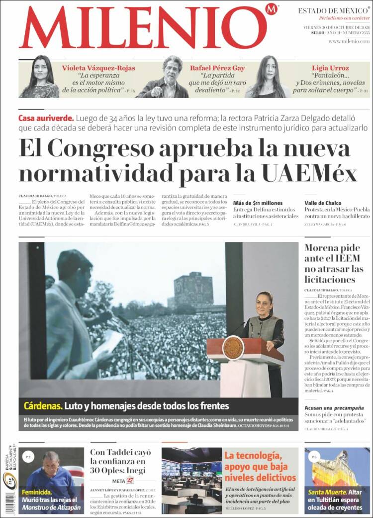 Portada de Milenio - Estado de México (M&eacute;xico)