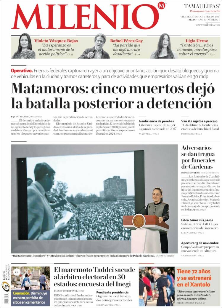 Portada de Milenio - Tamaulipas (M&eacute;xico)