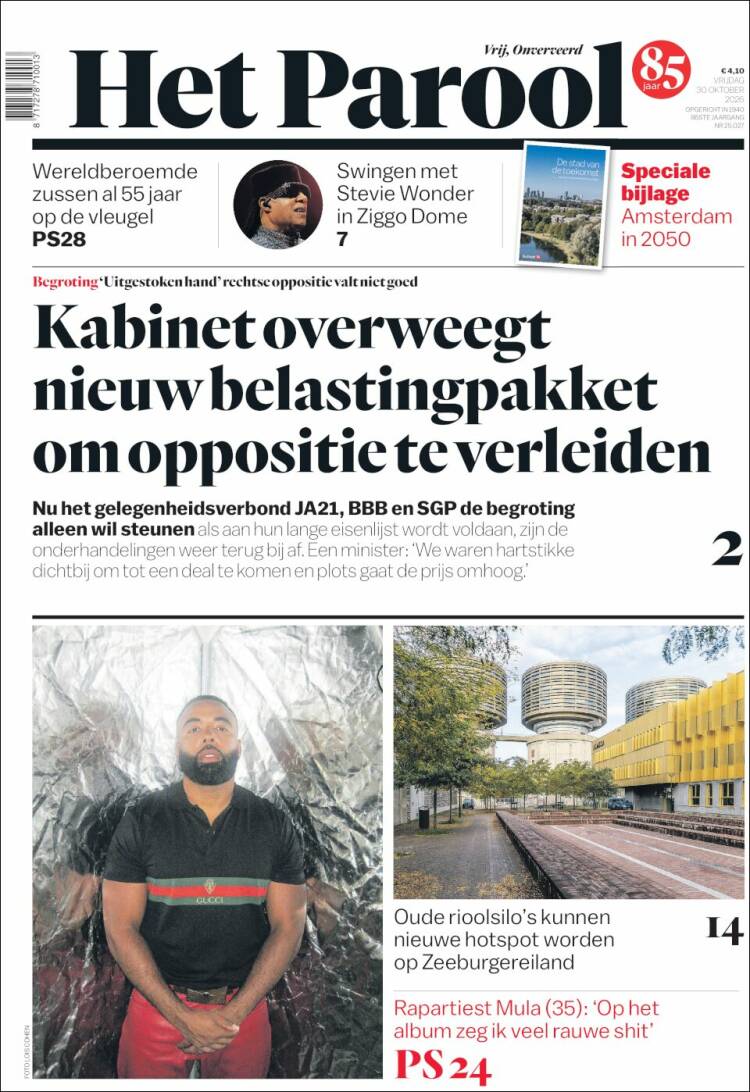 Portada de Het Parool (Pa&iacute;ses Bajos)