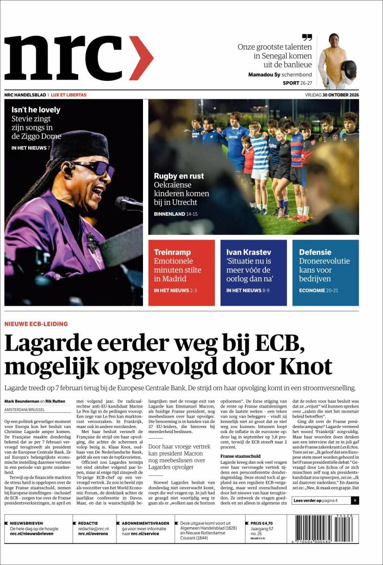 Portada de NRC Handelsblad (Pa&iacute;ses Bajos)