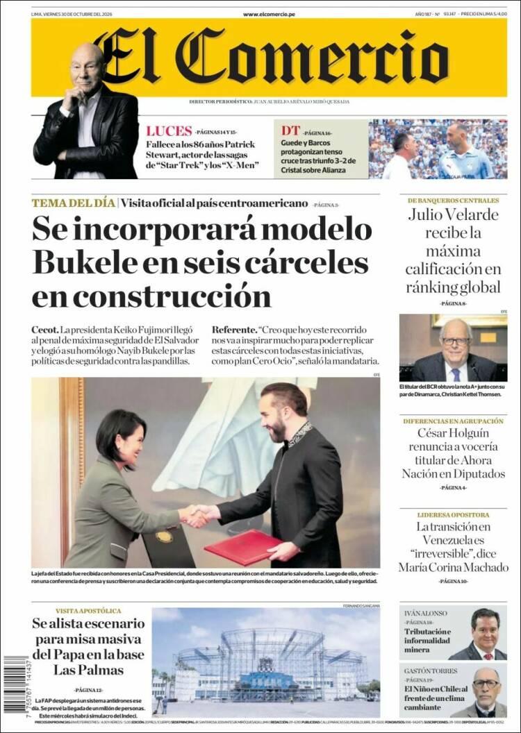 Portada de El Comercio (Per&uacute;)