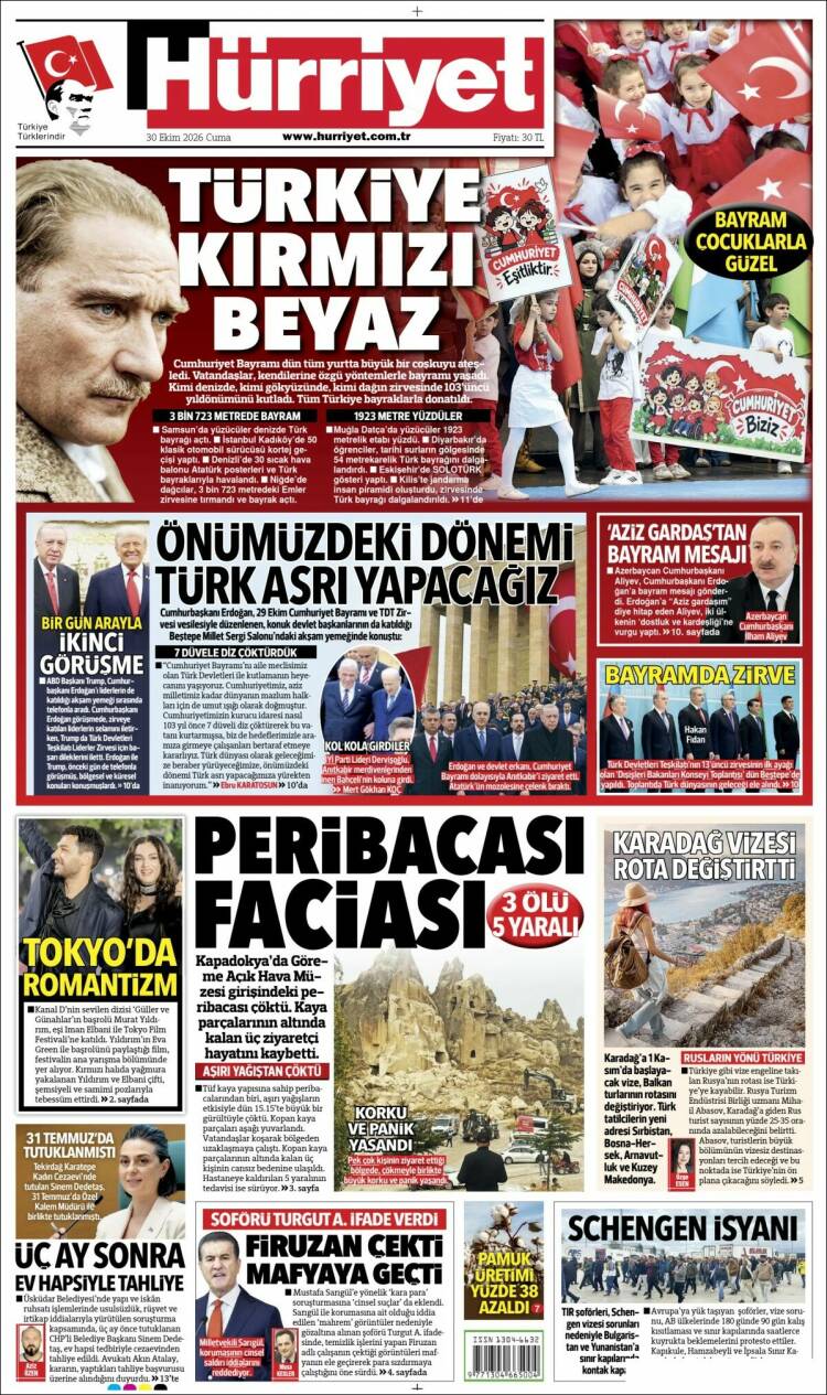 Portada de Hürriyet (Turqu&iacute;a)