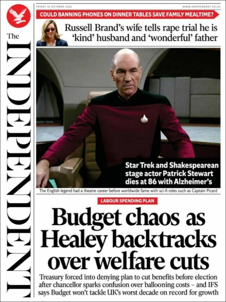 Portada de The Independent (Reino Unido)