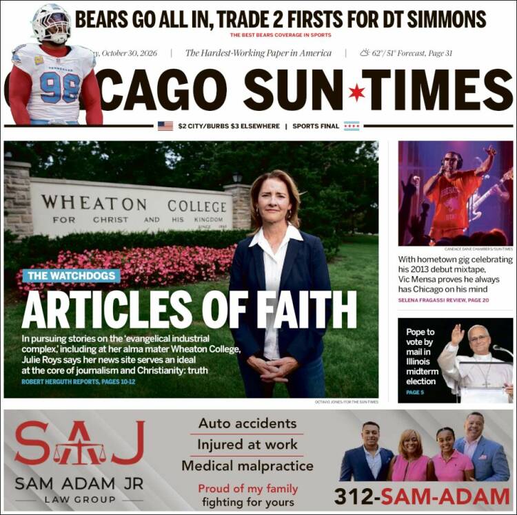 Portada de Chicago Sun-Times (USA)