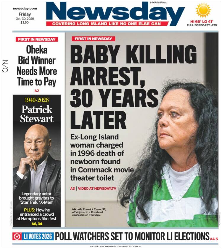Portada de Newsday (USA)