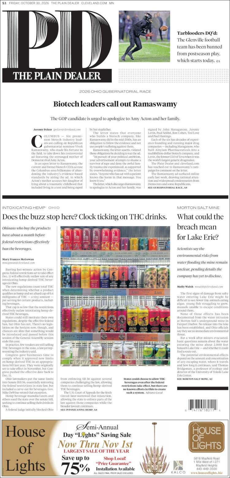 Portada de The Plain Dealer (USA)
