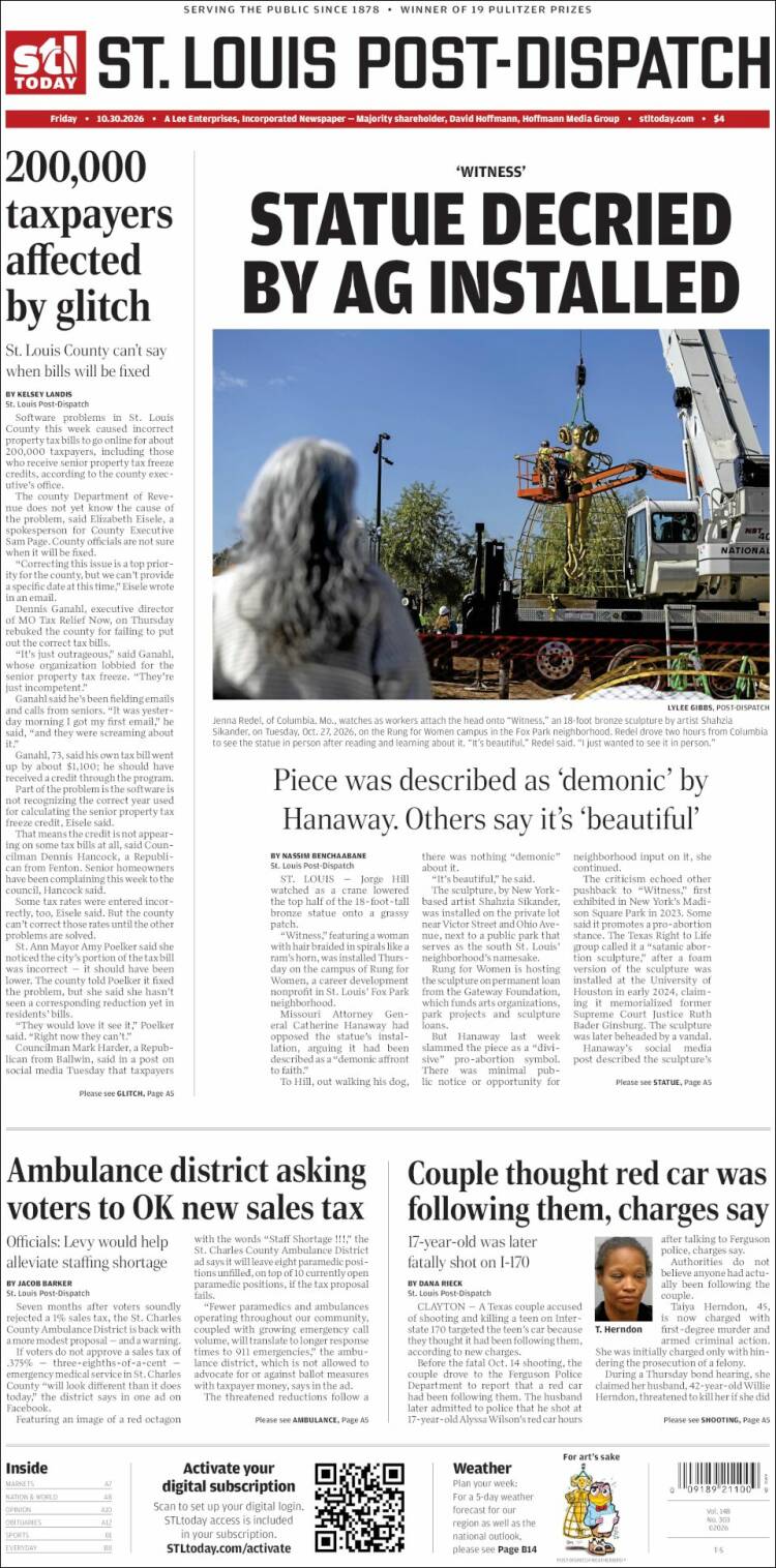 Portada de St. Louis Post-Dispatch (USA)