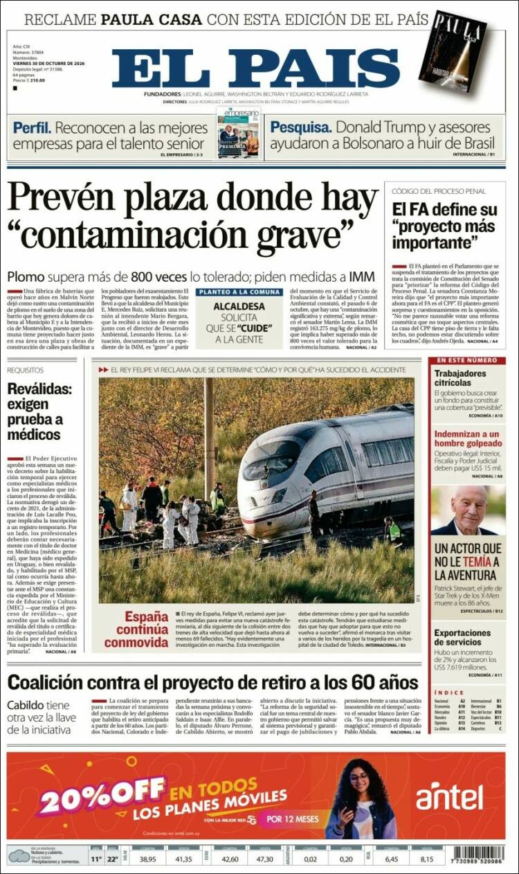 Portada de El País (Uruguay)