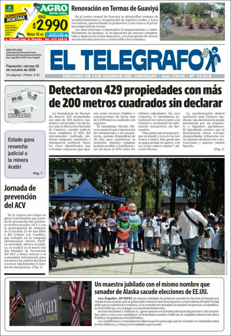 Portada de El Telégrafo (Uruguay)