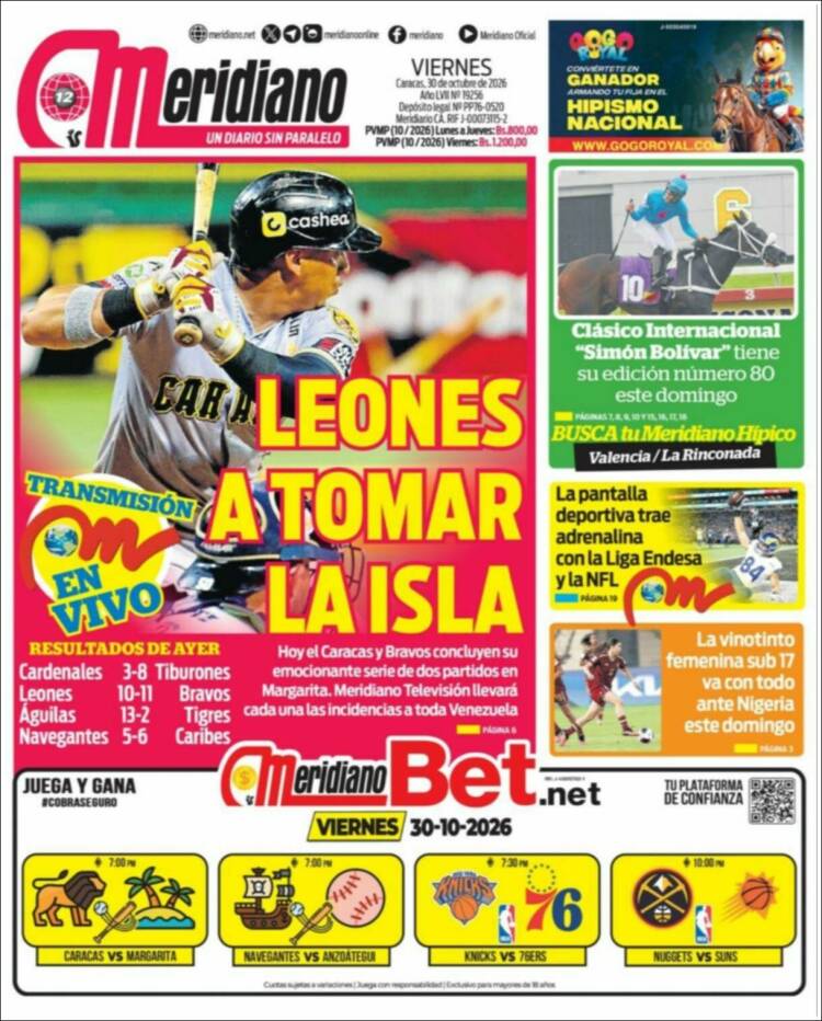 Portada de Meridiano (Venezuela)
