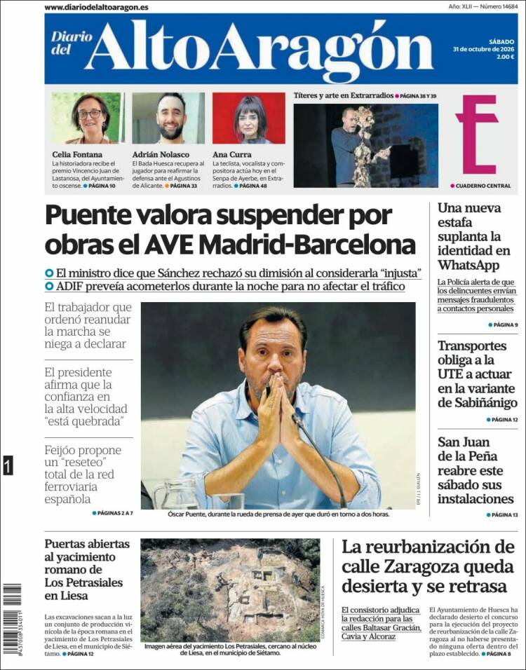 Portada de Diario del AltoAragón (Espagne)