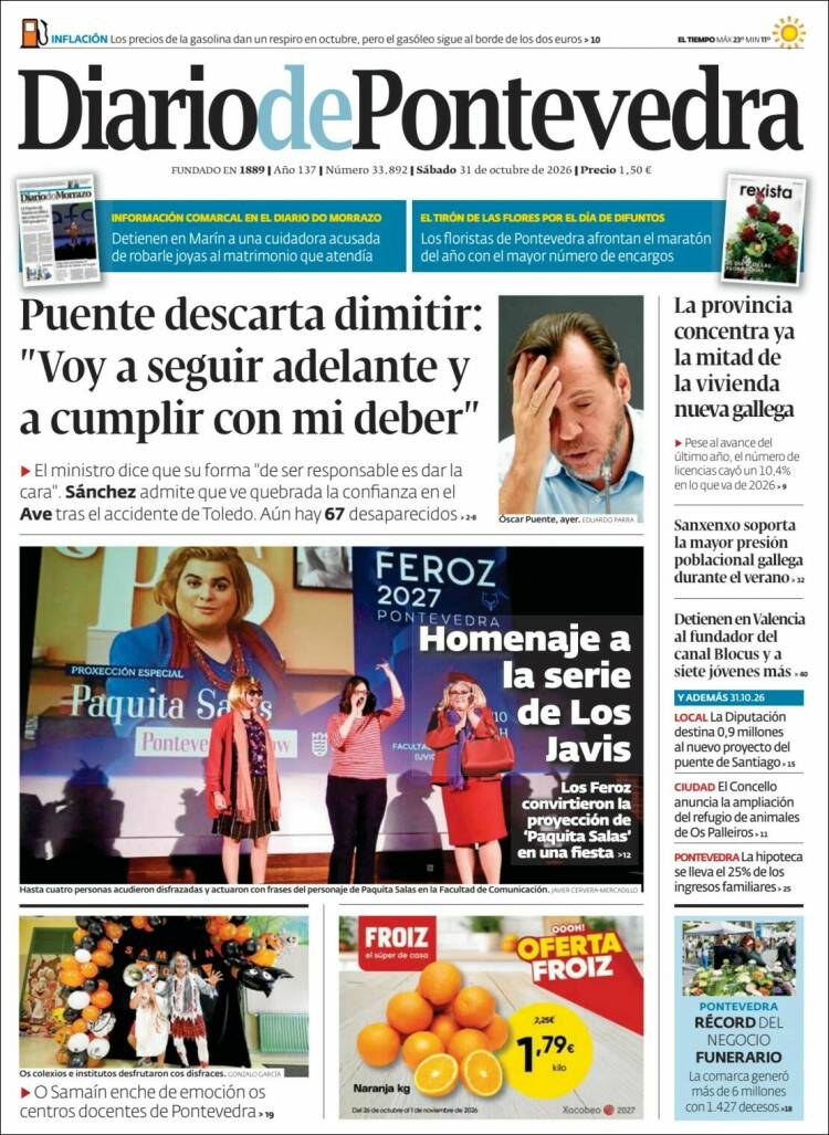 Portada de Diario de Pontevedra (Espagne)