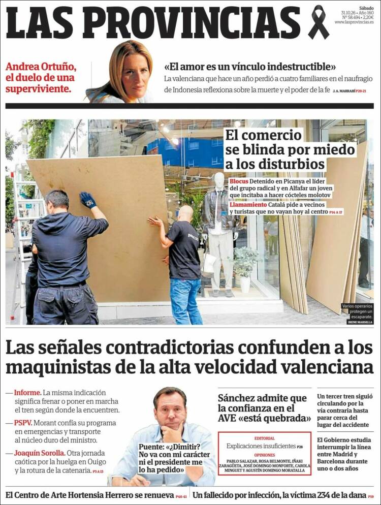Portada de Las Provincias (Espagne)