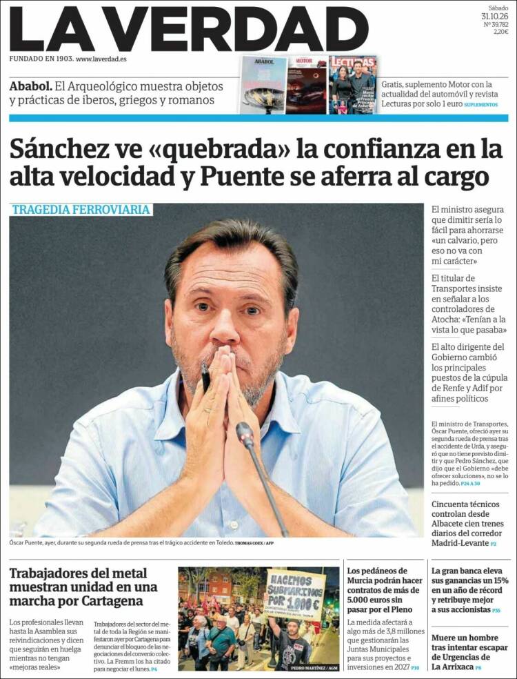 Portada de La Verdad de Murcia (Espa&ntilde;a)