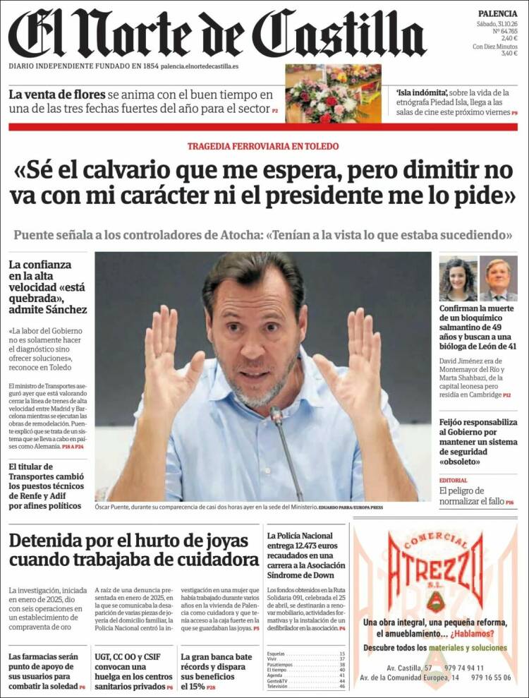 Portada de Norte de Castilla - Palencia (Espagne)