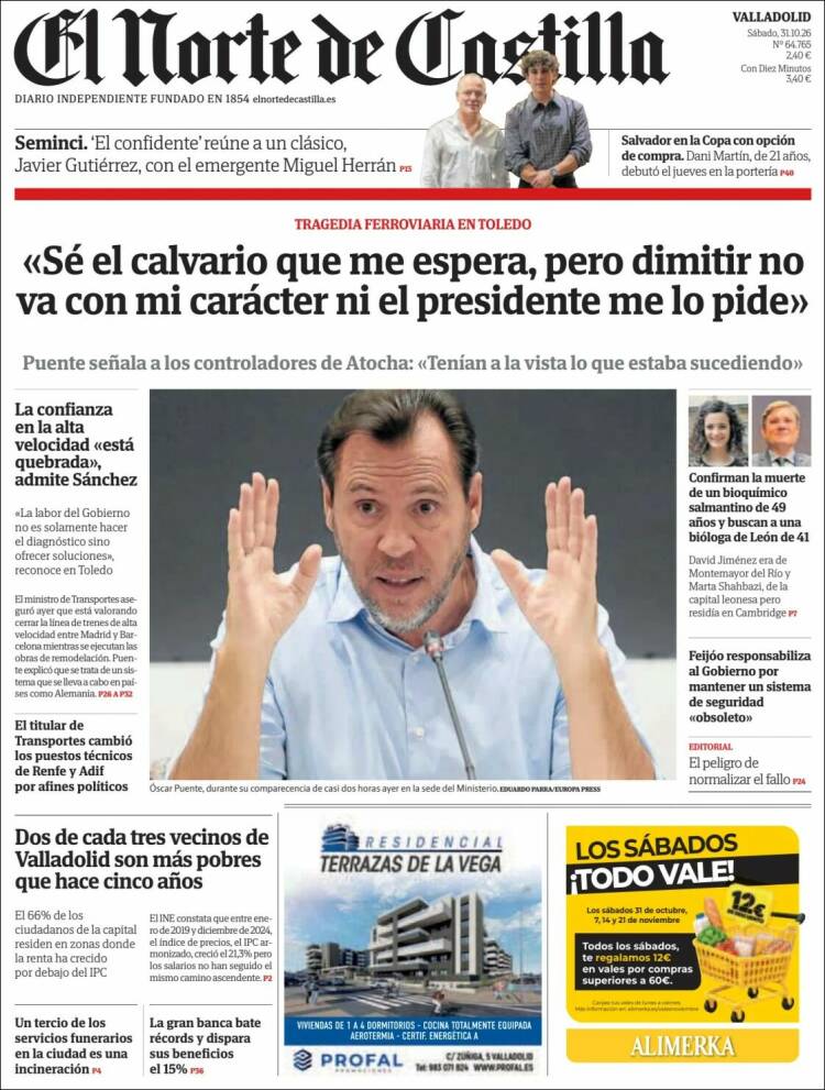 Portada de Norte de Castilla - Valladolid (Espagne)